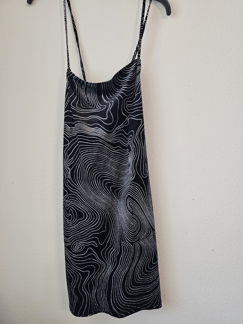 H&M Black Mini Dress with Silver Contour Print